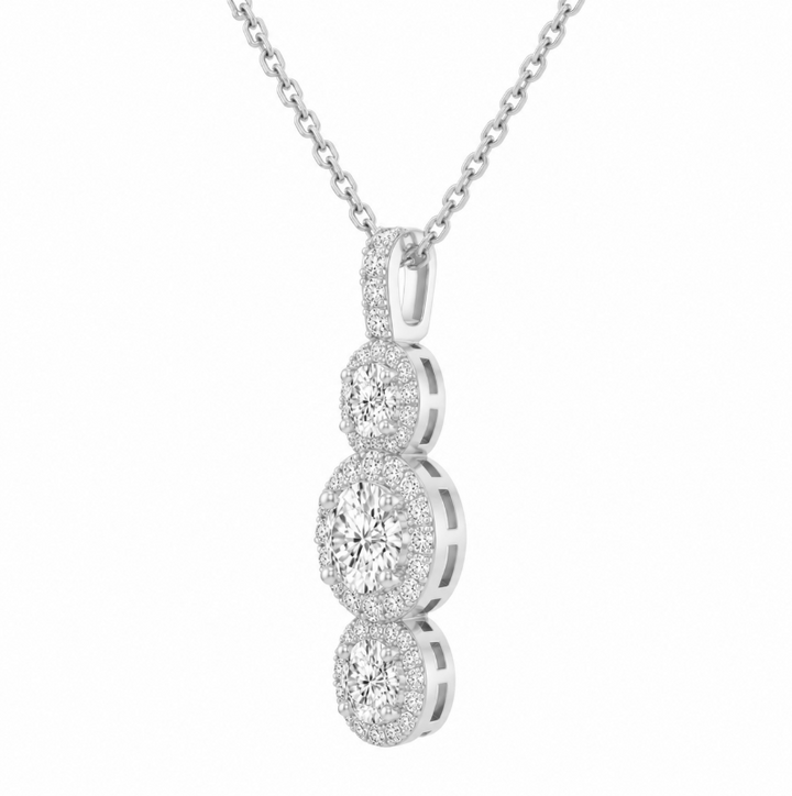 3.50 DEW Moissanite Halo Pendant in 925 Platinum Plated