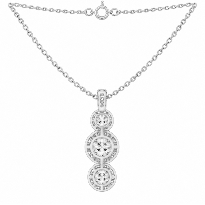 3.50 DEW Moissanite Halo Pendant in 925 Platinum Plated