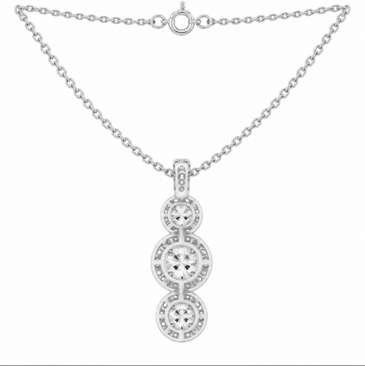 3.50 DEW Moissanite Halo Pendant in 925 Platinum Plated