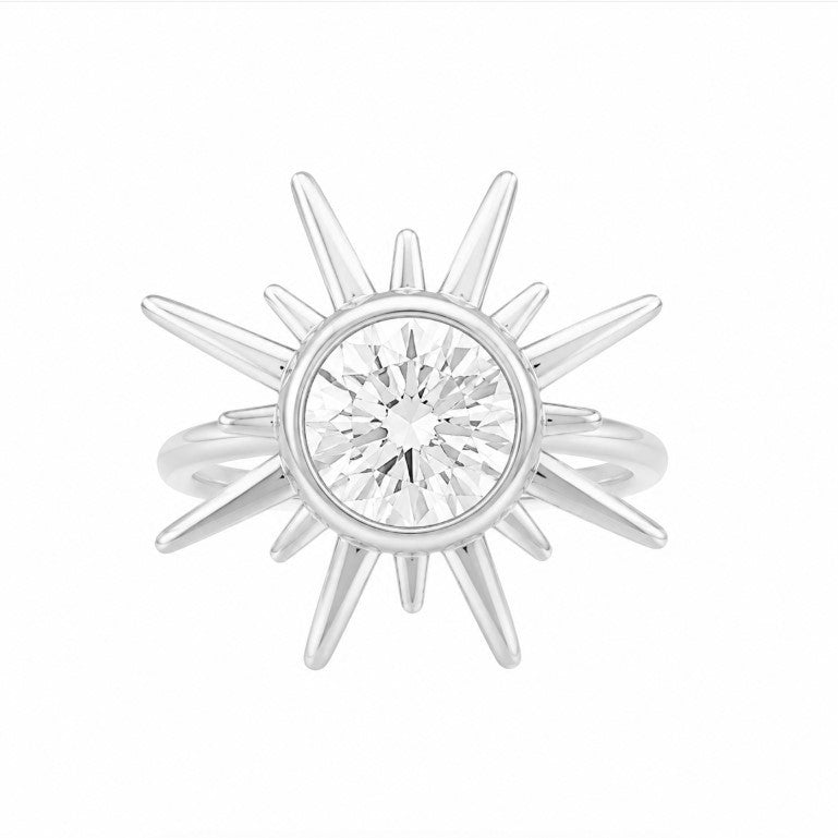2.00 DEW Round Shape Moissanite Solitaire Ring in 925 Platinum Plated