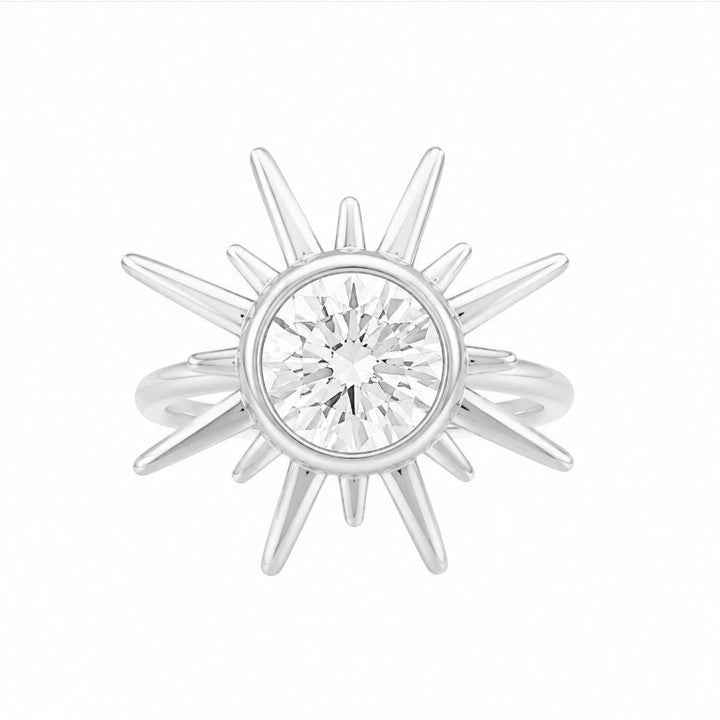 2.00 DEW Round Shape Moissanite Solitaire Ring in 925 Platinum Plated