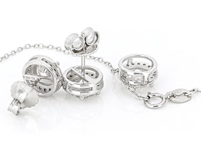 3.60 DEW Moissanite Earring and Pendant Set in 925 Platinum Plated