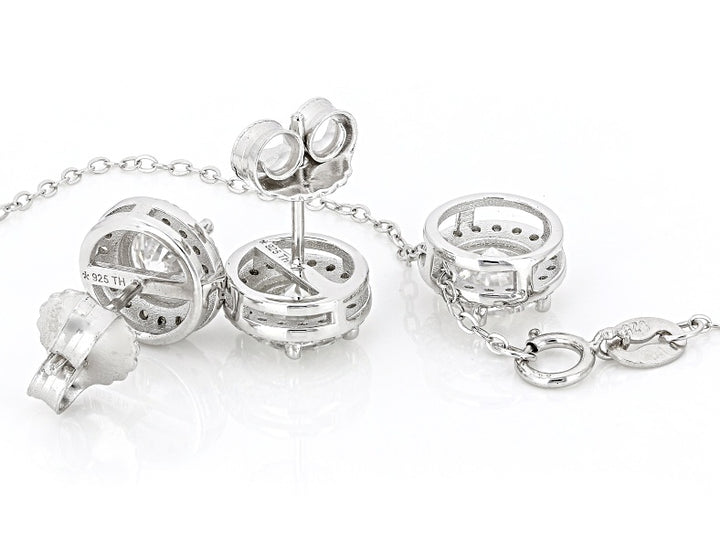 3.60 DEW Moissanite Earring and Pendant Set in 925 Platinum Plated