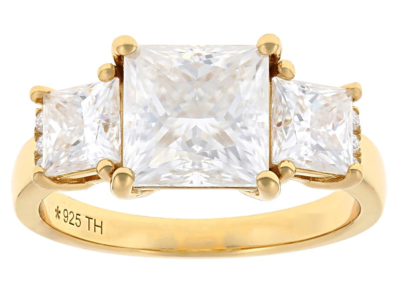 4.60 DEW Moissanite Ring in 925 Yellow Gold Plated