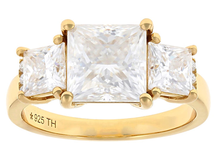 4.60 DEW Moissanite Ring in 925 Yellow Gold Plated