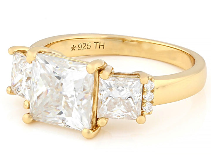 4.60 DEW Moissanite Ring in 925 Yellow Gold Plated