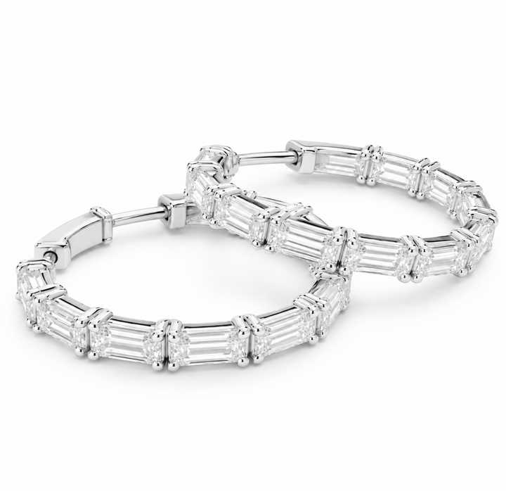 6.00 DEW Moissanite Hoop Earring in 925 Platinum Plated