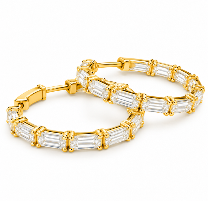 6.00 DEW Moissanite Hoop Earring in 925 Yellow Gold Plated