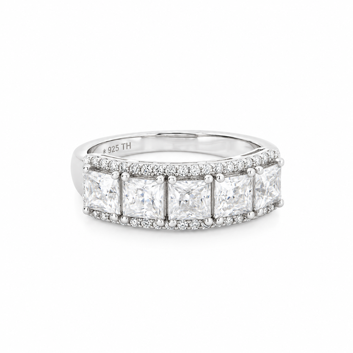 2.20 DEW Moissanite Halo Ring in 925 Platinum Plated