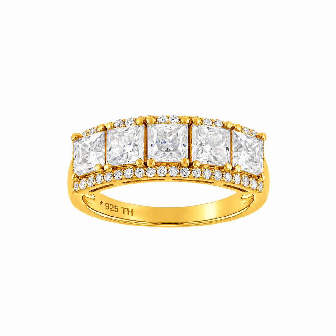2.20 DEW Moissanite Halo Ring in 925 Yellow Gold