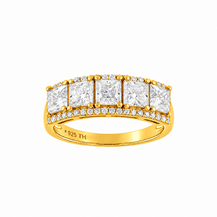 2.20 DEW Moissanite Halo Ring in 925 Yellow Gold