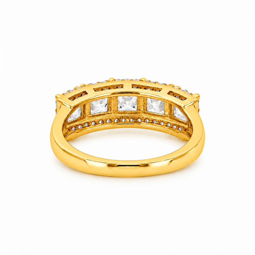 2.20 DEW Moissanite Halo Ring in 925 Yellow Gold