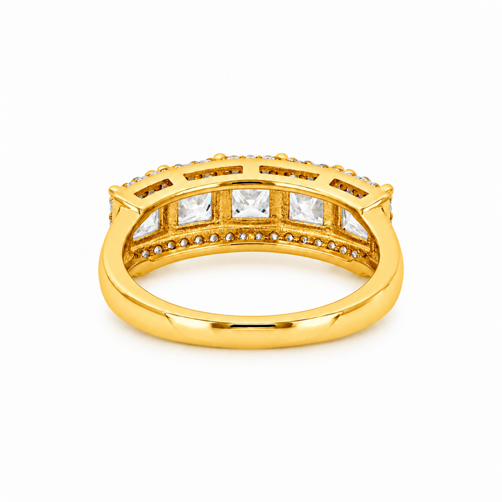 2.20 DEW Moissanite Halo Ring in 925 Yellow Gold
