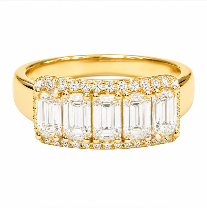 1.65 DEW Moissanite Halo Ring in 925 Yellow Gold