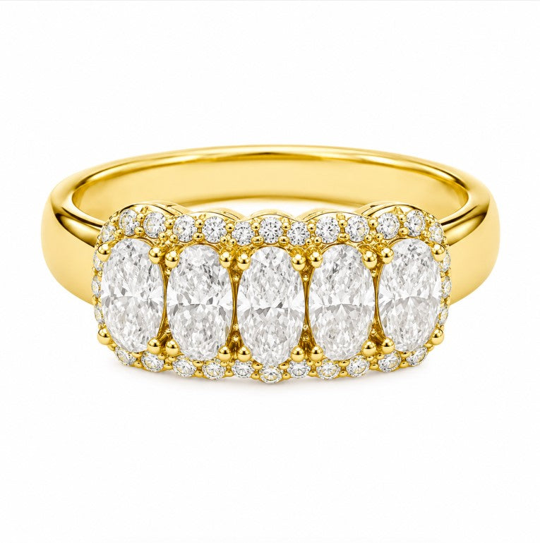 1.30 DEW Moissanite Halo Ring in 925 Yellow Gold