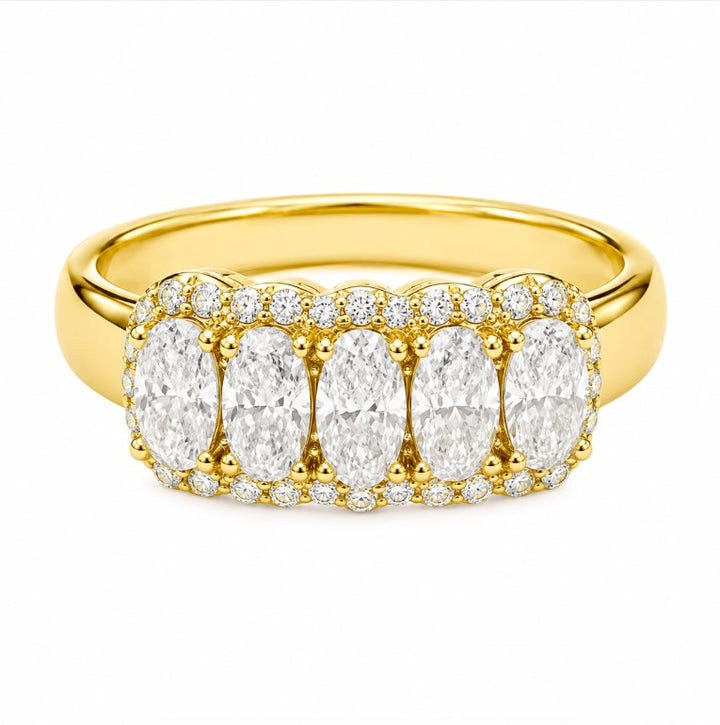 1.30 DEW Moissanite Halo Ring in 925 Yellow Gold