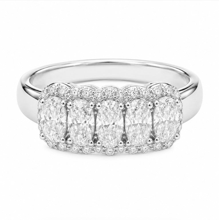 1.30 DEW Moissanite Halo Ring in 925 Platinum Plated