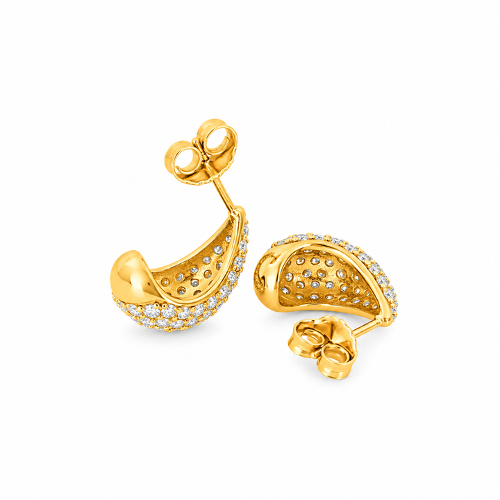 3.00 DEW Moissanite Earring in 925 Yellow Gold Plated