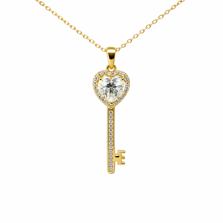 2.20 DEW White Moissanite Key Pendant