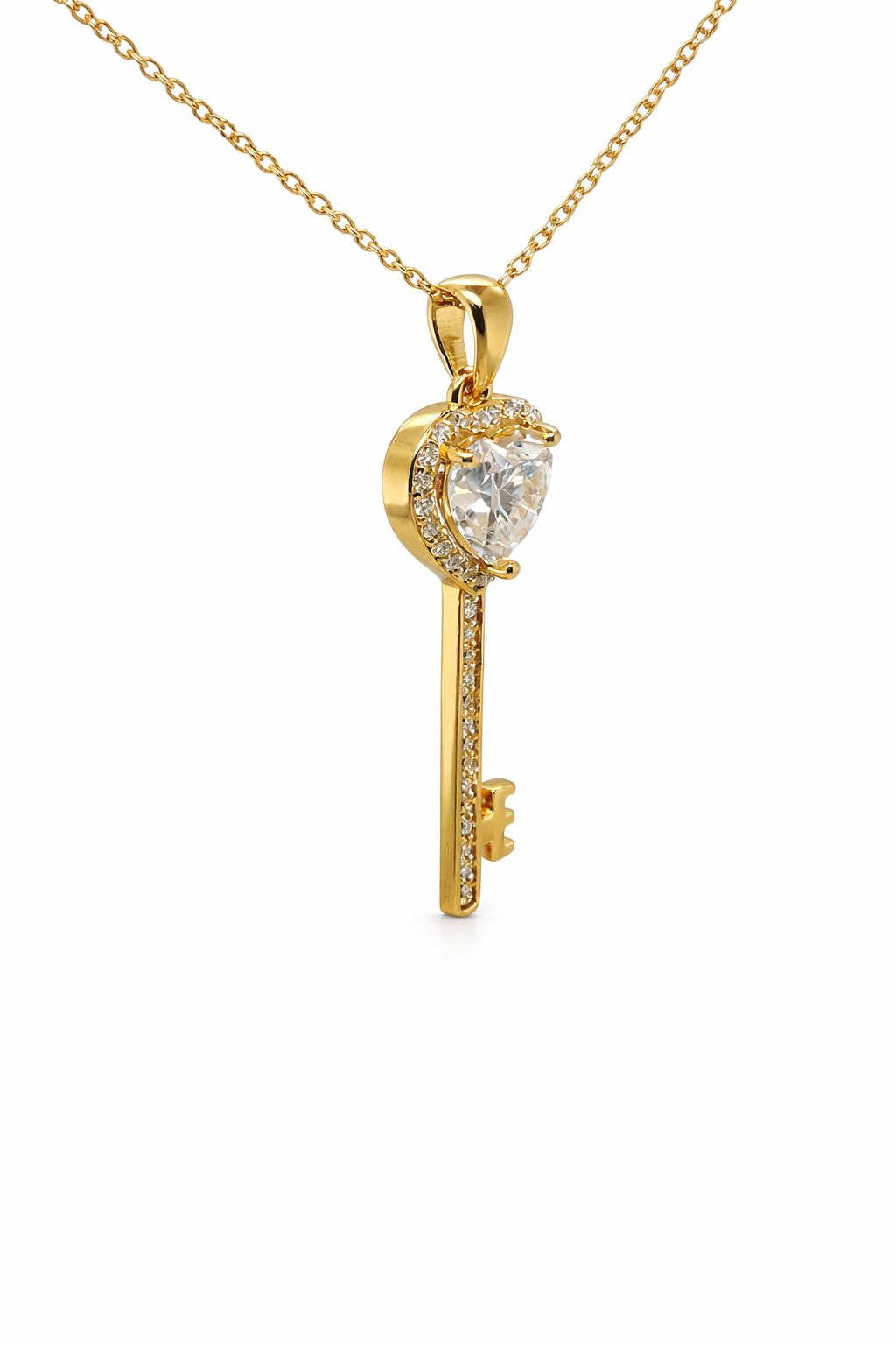 2.20 DEW White Moissanite Key Pendant