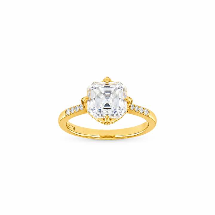 3.20 DEW Moissanite Ring in 925 Yellow Gold Plated