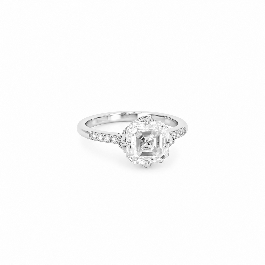 3.20 DEW Moissanite Ring in 925 Platinum Plated