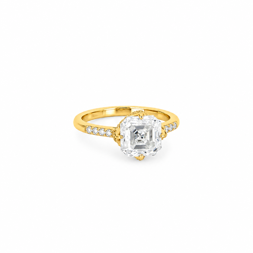 3.20 DEW Moissanite Ring in 925 Yellow Gold Plated