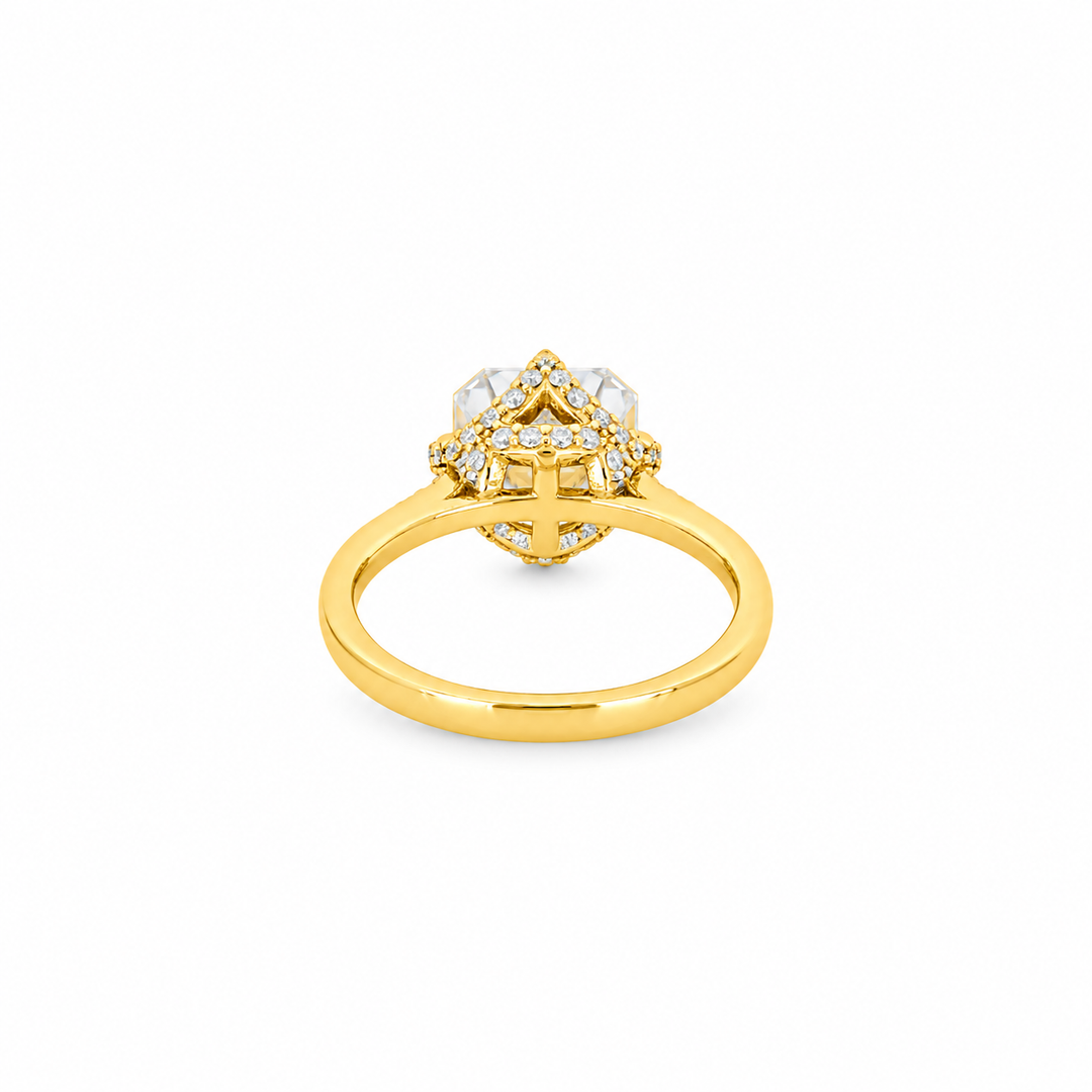 3.20 DEW Moissanite Ring in 925 Yellow Gold Plated