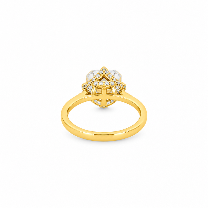 3.20 DEW Moissanite Ring in 925 Yellow Gold Plated