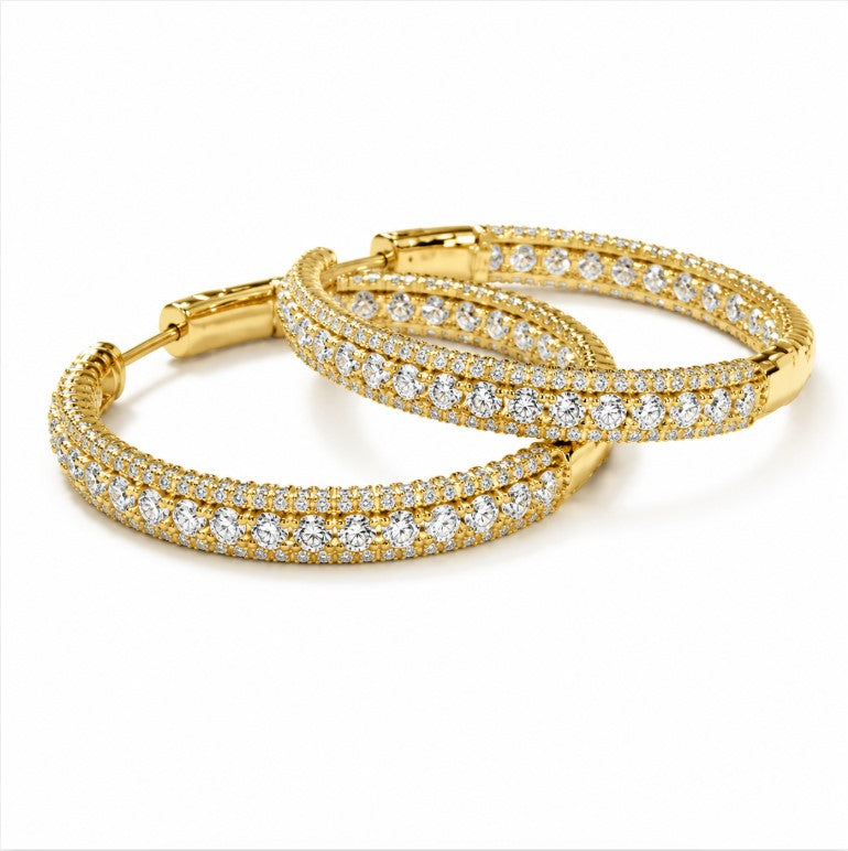7.00 DEW Moissanite Hoop Hoop Earring in 925 Yellow Gold