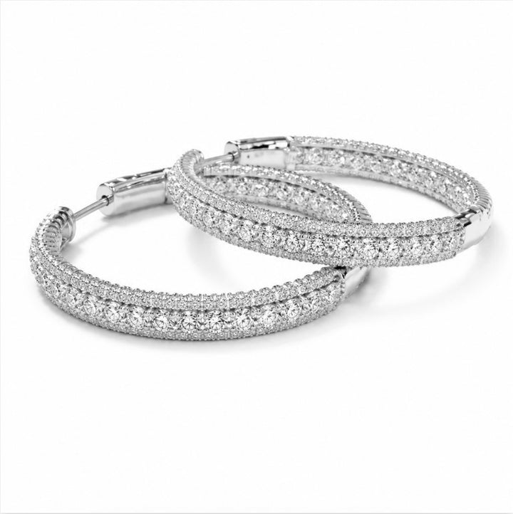 7.00 DEW Moissanite Hoop Hoop Earring in 925 Platinum Plated