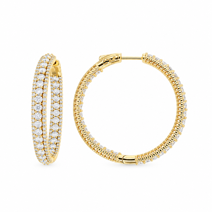 7.00 DEW Moissanite Hoop Hoop Earring in 925 Yellow Gold