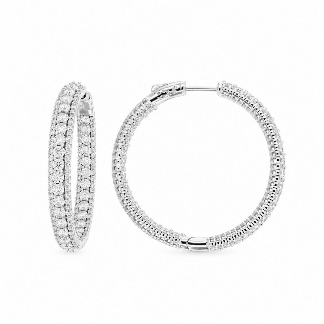 7.00 DEW Moissanite Hoop Hoop Earring in 925 Platinum Plated