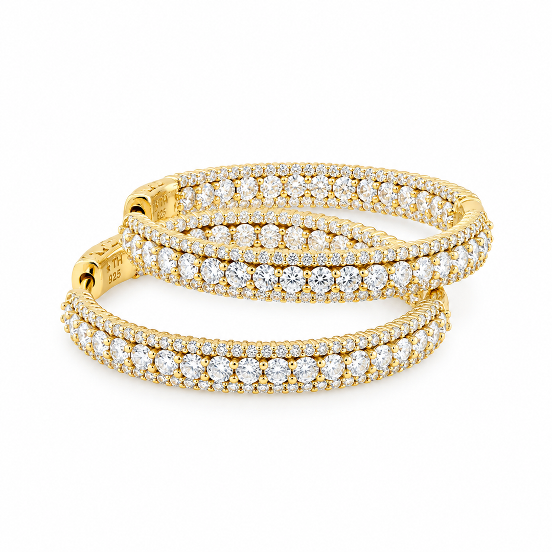7.00 DEW Moissanite Hoop Hoop Earring in 925 Yellow Gold