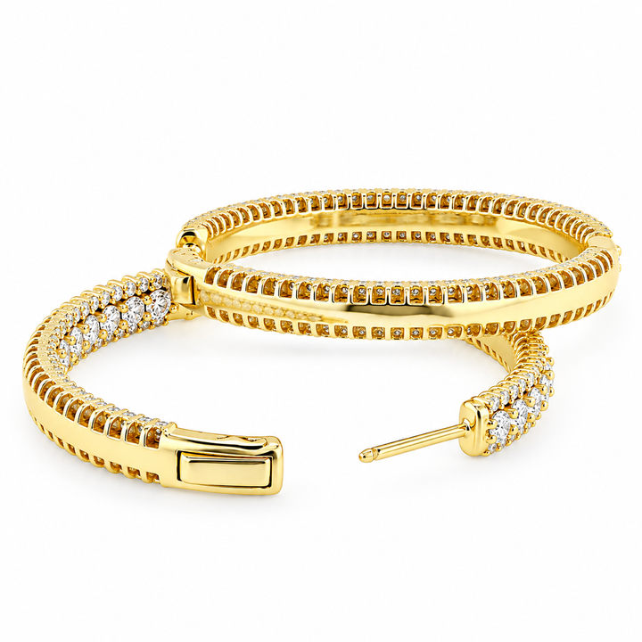 7.00 DEW Moissanite Hoop Hoop Earring in 925 Yellow Gold