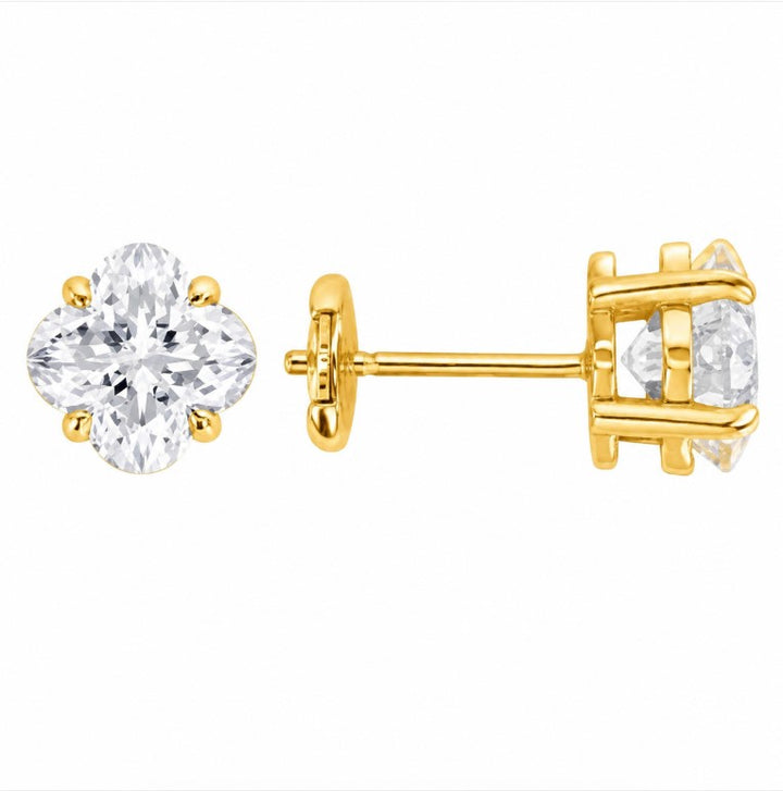 3.50 DEW Fancy Moissanite Solitaire Earring in 925 Yellow Gold Plated