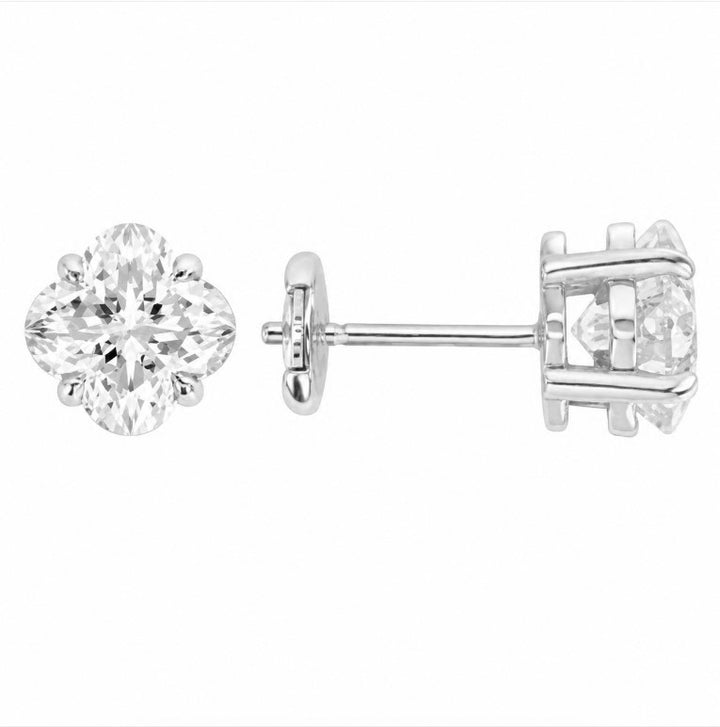 3.50 DEW Fancy Moissanite Solitaire Earring in 925 Platinum Plated