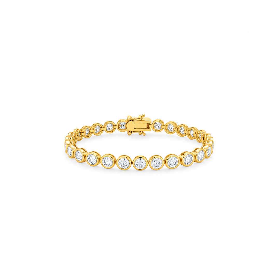 14.10 DEW Moissanite Tennis Bracelet in 925 Yellow Gold Plated