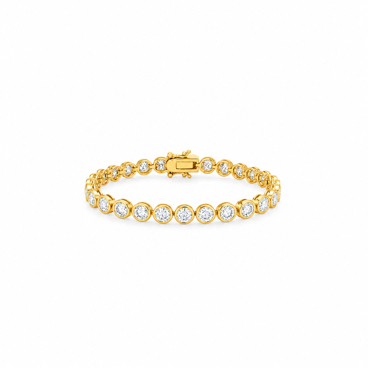 14.10 DEW Moissanite Tennis Bracelet in 925 Yellow Gold Plated