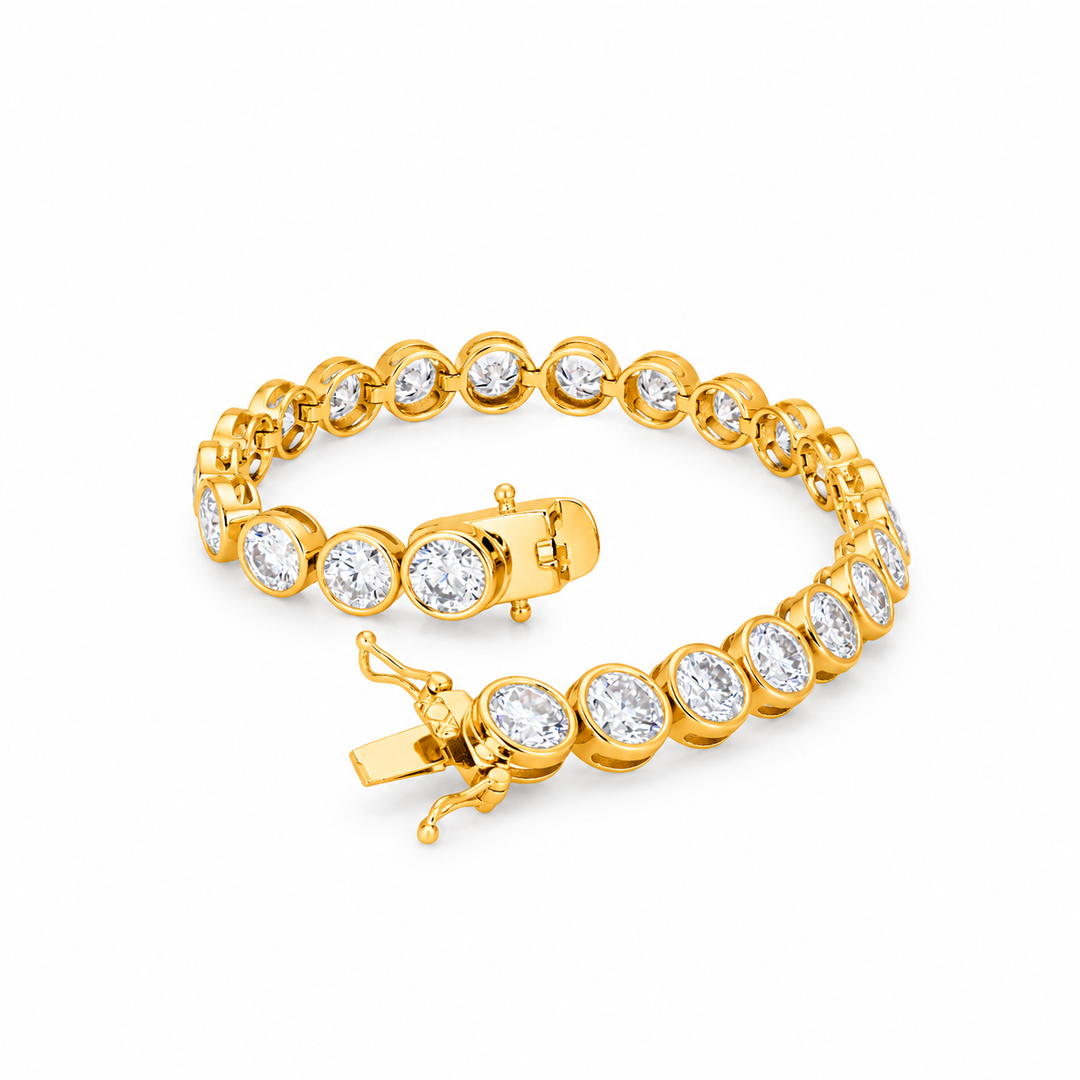 23.70 DEW Moissanite Tennis Bracelet in 925 Yellow Gold Plated