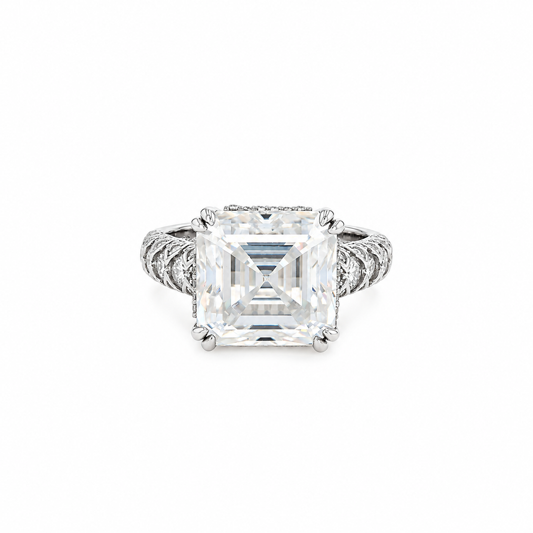 11.50 DEW Moissanite Ring in 925 Platinum Plated