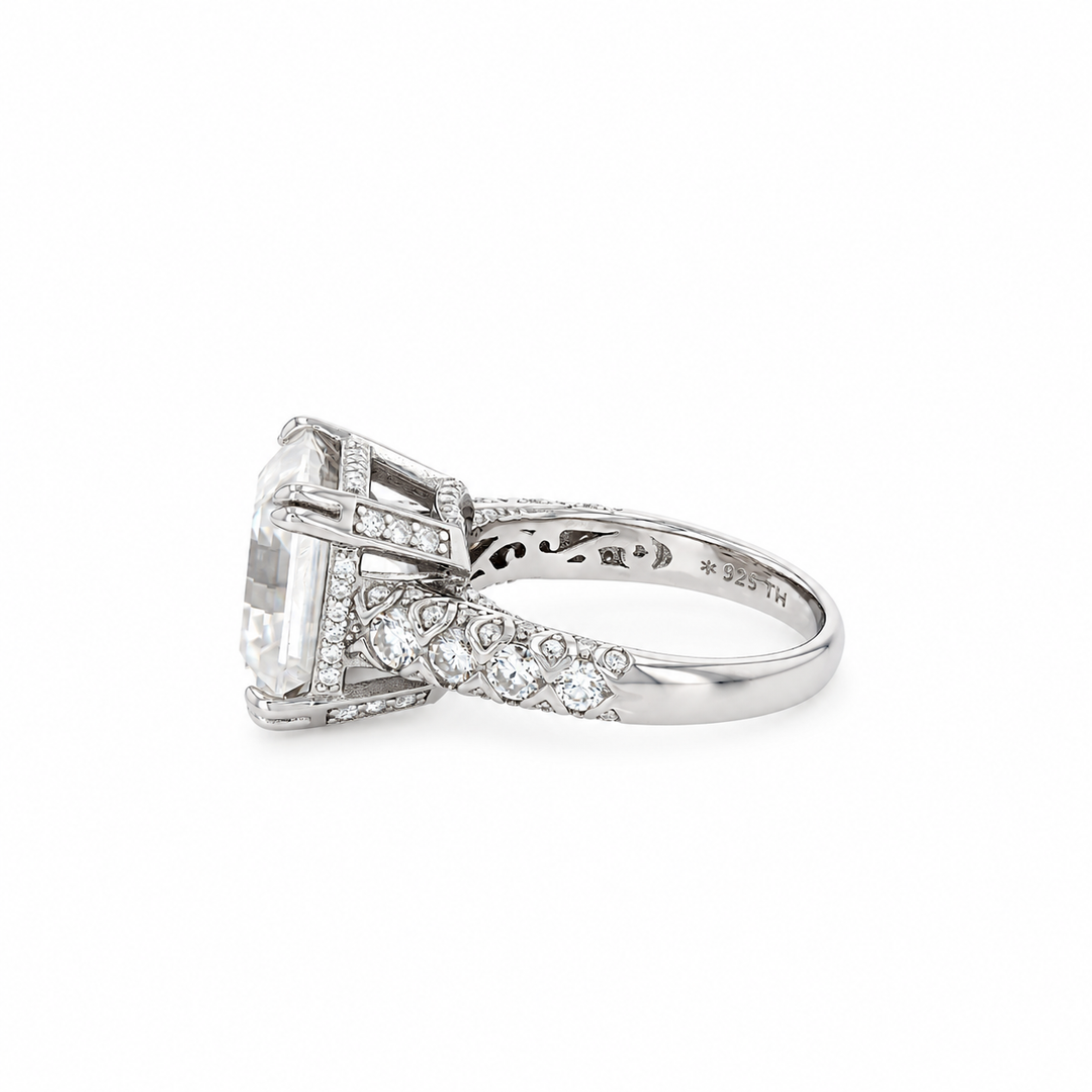 11.50 DEW Moissanite Ring in 925 Platinum Plated