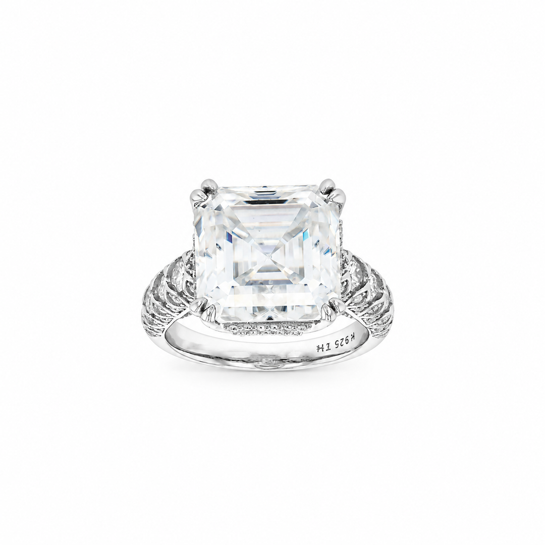 11.50 DEW Moissanite Ring in 925 Platinum Plated
