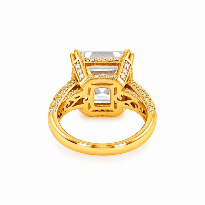 11.50 DEW Moissanite Ring in 925 Yellow Gold