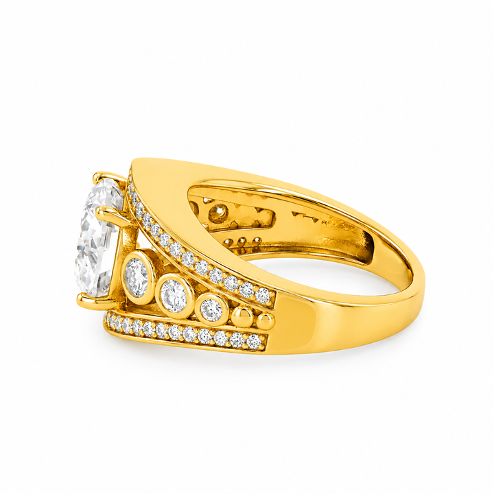 4.40 DEW Moissanite Ring in 925 Yellow Gold Plated