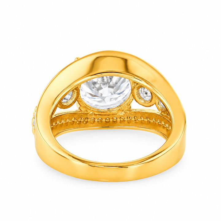 4.40 DEW Moissanite Ring in 925 Yellow Gold Plated