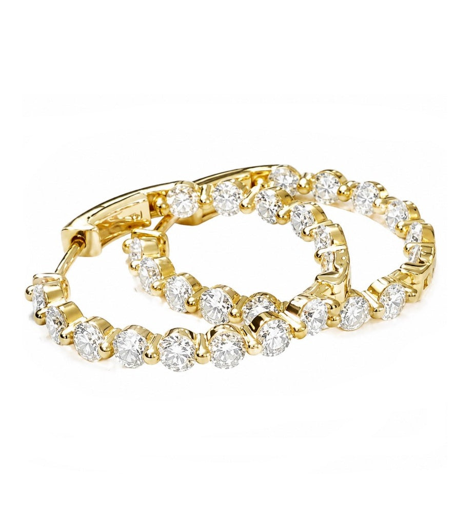 3.01 Ctw Lab Grown Diamond Hoop Earring in 925 Yellow Gold Plated