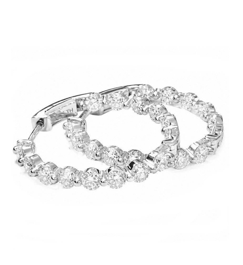 3.01 Ctw Lab Grown Diamond Hoop Earring in 925 Platinum Plated