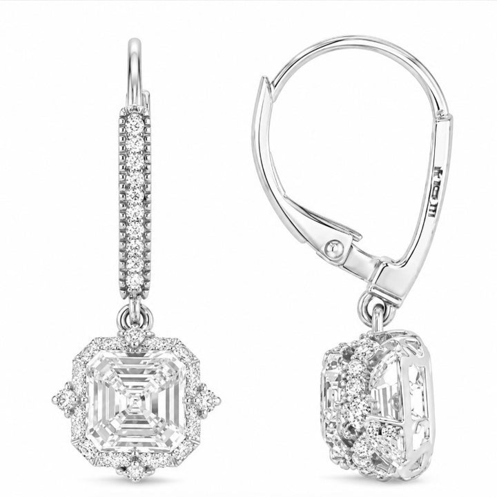 6.50 DEW Moissanite Dangle Earring in 925 Platinum Plated
