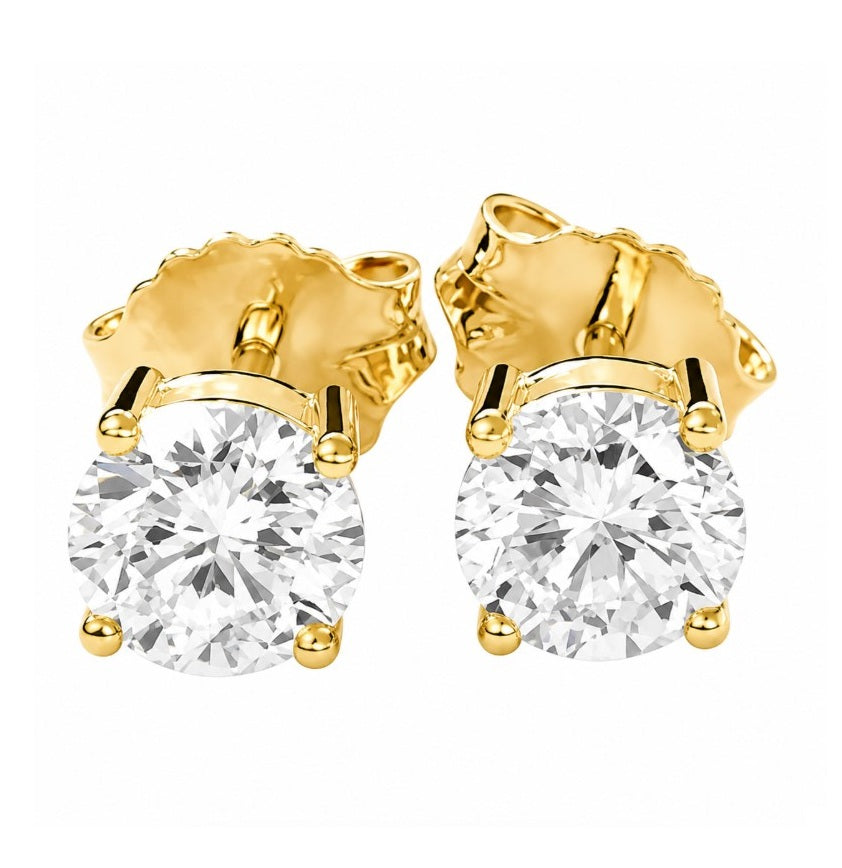 2.17 Ctw Lab Grown Diamond Solitaire Earring in 925 Yellow Gold Plated
